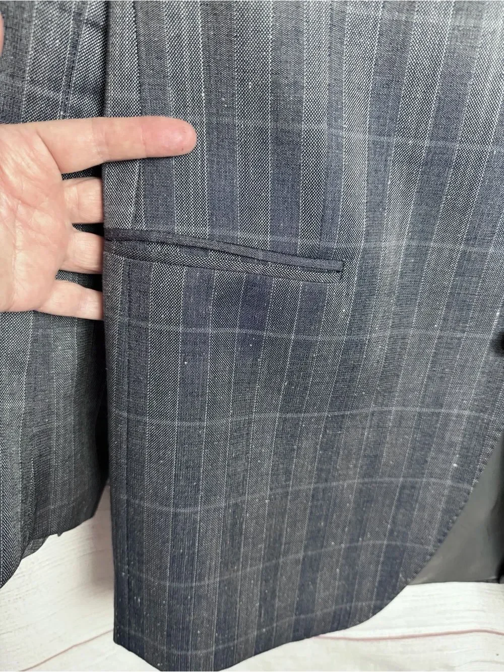 Pietrovanni Italy Wool Silk Suit Jacket Blazer Gray Blue EUR 52L US 42L